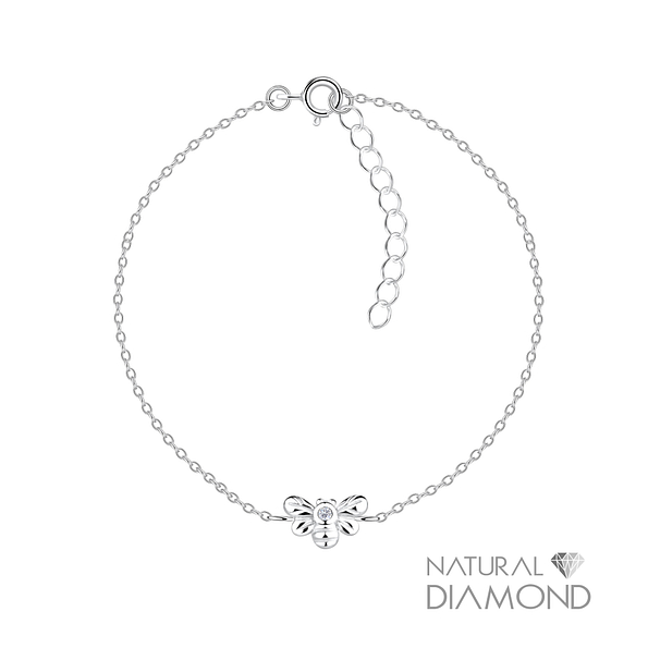Silver Bee Bracelet With Natural Diamond - 17076