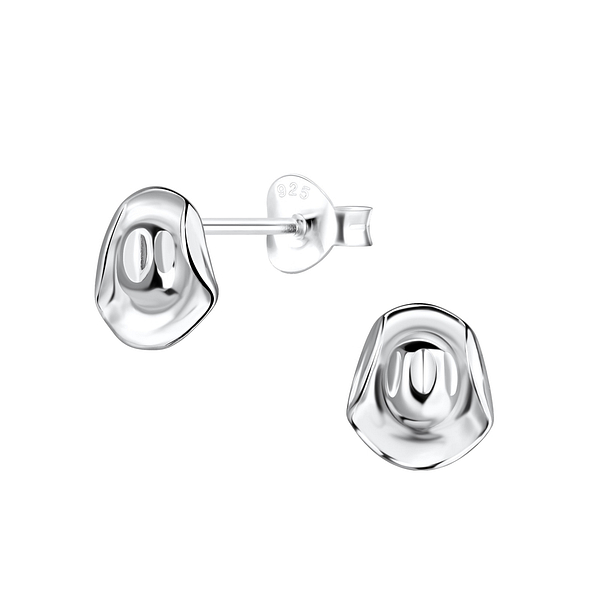 Silver Hat Stud Earrings - 17980