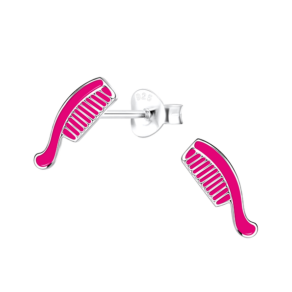 Silver Comb Stud Earrings - 18001