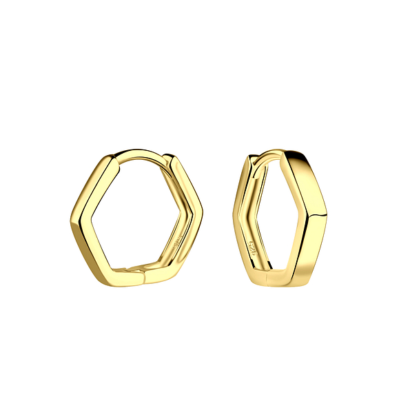 13mm Silver Geometric Huggie Earrings - 20474