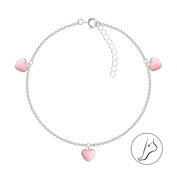 Silver Heart Anklet - 18342