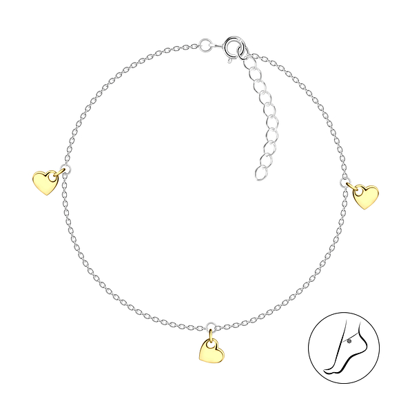 Silver Heart Anklet - 18340