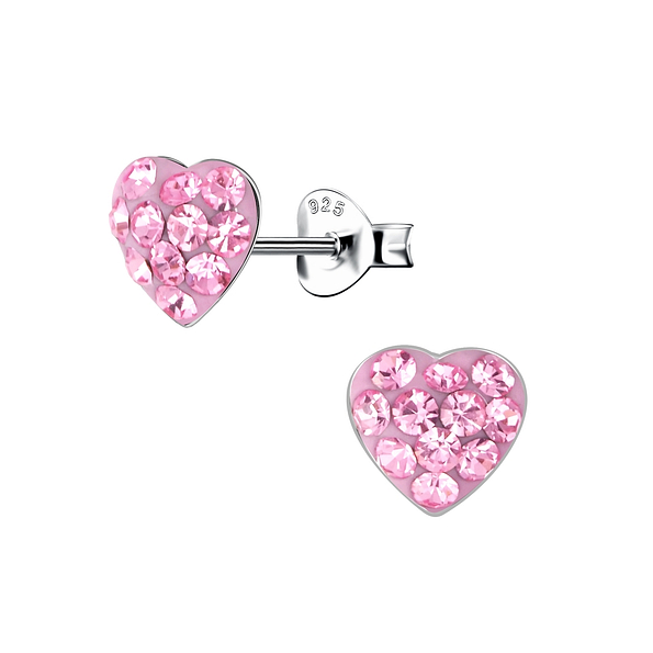 Silver Heart Stud Earrings - 18373
