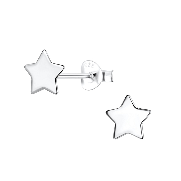 Silver Star Stud Earrings - 18054