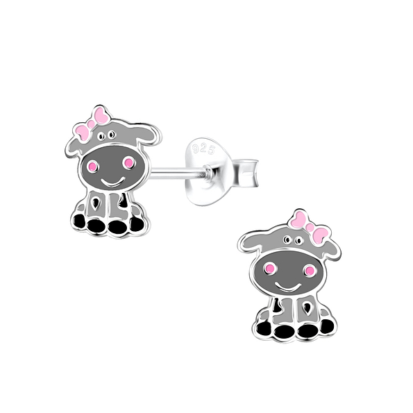 Silver Cow Stud Earrings - 18333