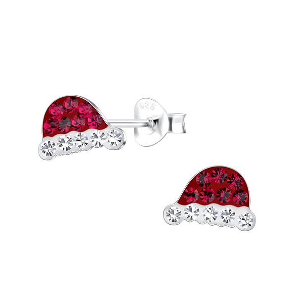 Silver Santa Hat Stud Earrings - 18012 Silver Santa Hat Stud Earrings - 18012