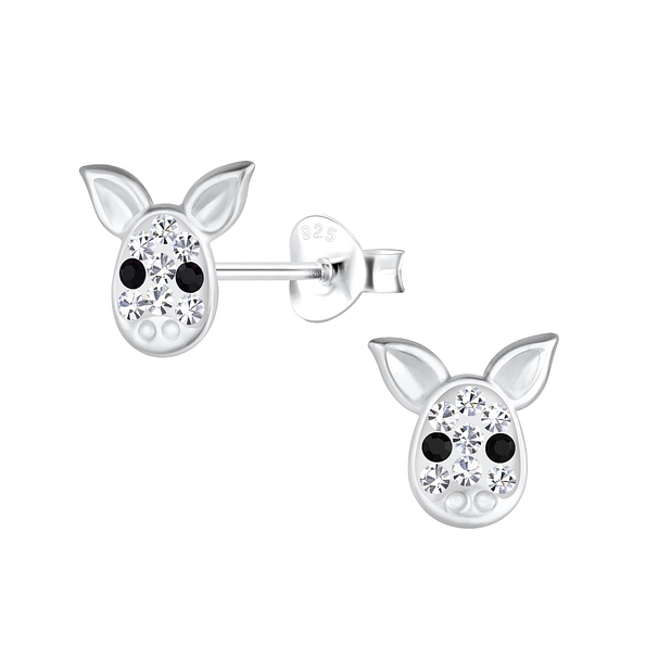 Silver Pig Stud Earrings - 18037