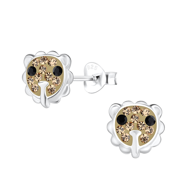 Silver Lion Stud Earrings - 18067