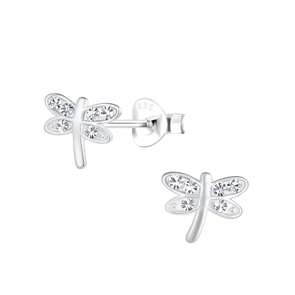 Silver Dragonfly Stud Earrings - 17647