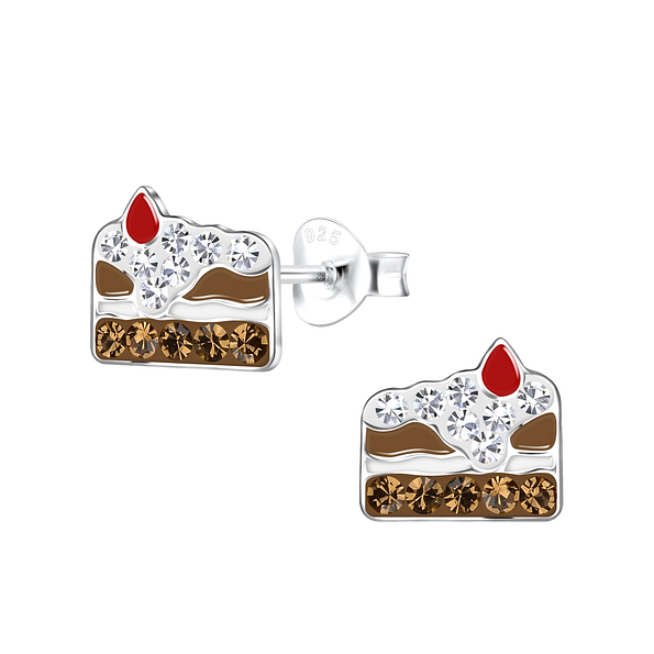 Silver Cake Stud Earrings - 18815