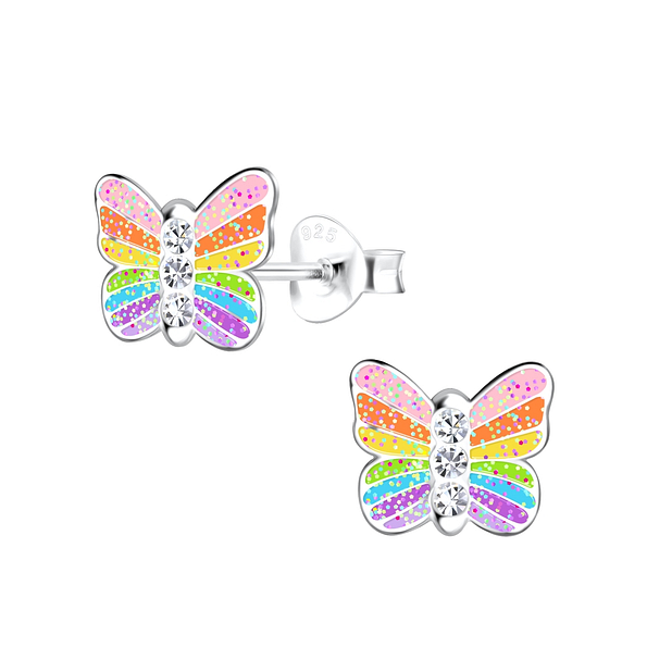 Silver Butterfly Stud Earrings - 18248