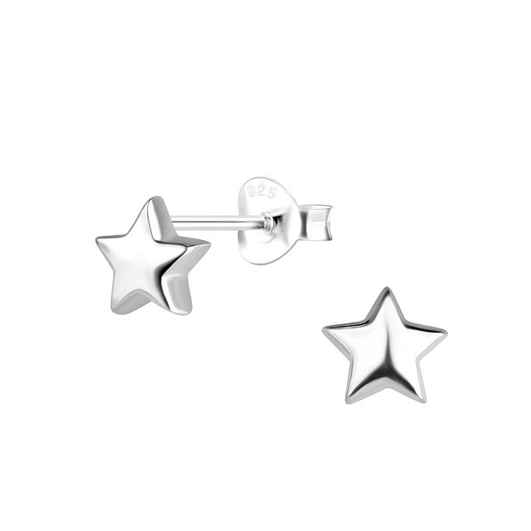 Silver Star Stud Earrings - 18516