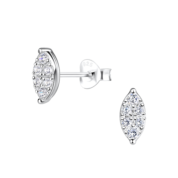 Silver Marquise Stud Earrings  - 18188