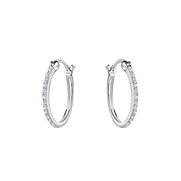 Silver French Lock Hoop Earrings - 18224
