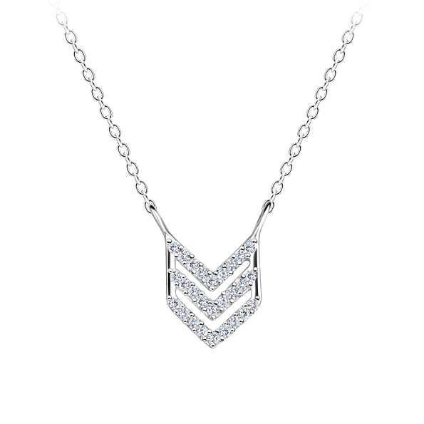 Silver Chevron Necklace - 18514