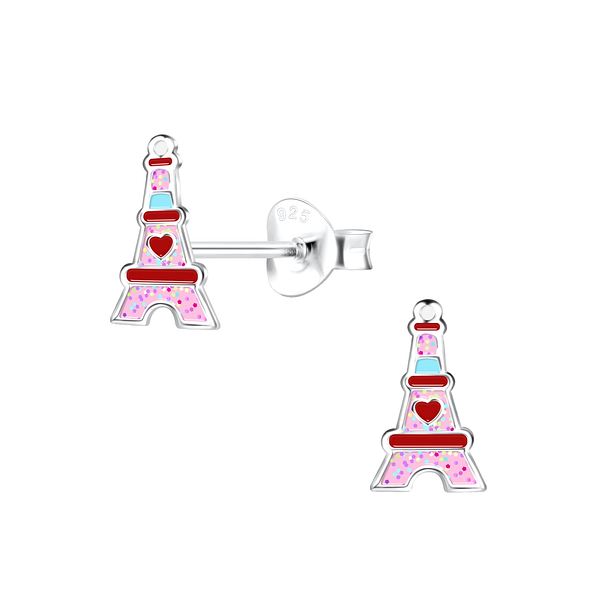 Silver Eifel Tower Stud Earrings - 18246
