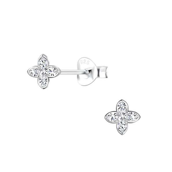 Silver Flower Stud Earrings - 18436