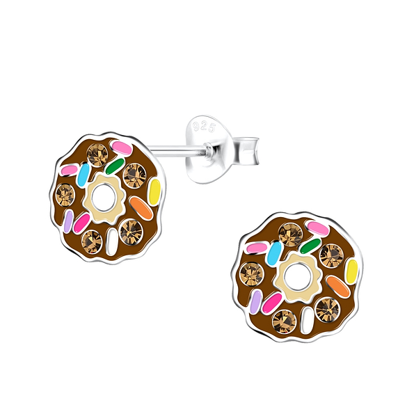 Silver Donut Stud Earrings - 18661
