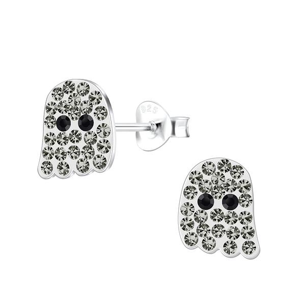 Silver Ghost Stud Earrings - 19084