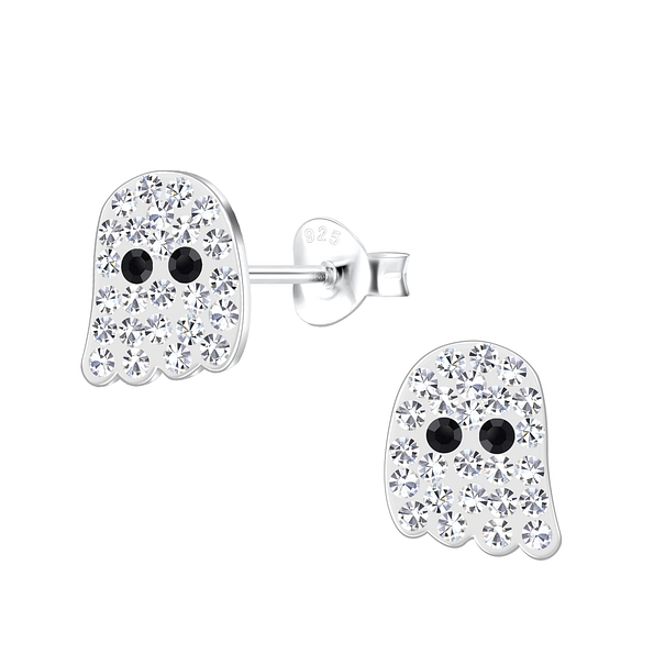 Silver Ghost Stud Earrings - 19085