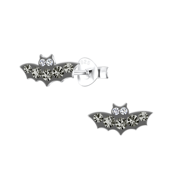 Silver Bat Stud Earrings - 19113
