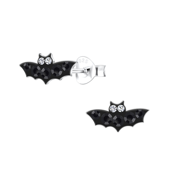 Silver Bat Stud Earrings - 18439