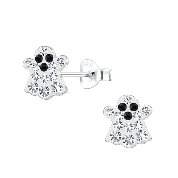 Silver Ghost Stud Earrings - 19115