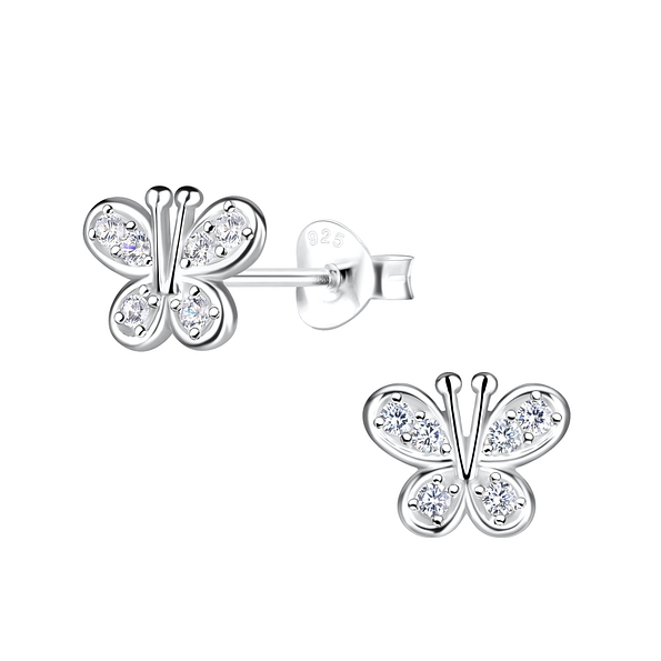 Silver Butterfly Stud Earrings - 18510