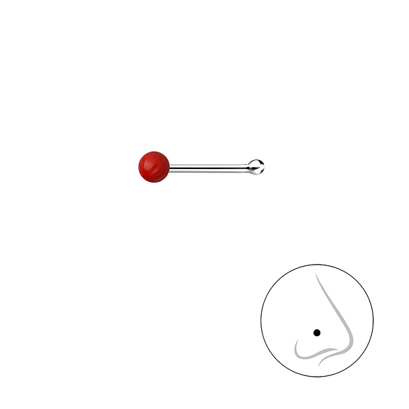 2mm Silver Ball Nose Stud With Ball  - 18493