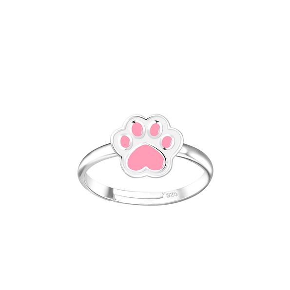 Silver Paw Print Adjustable Ring - 15018 Silver Paw Print Adjustable Ring - 15018