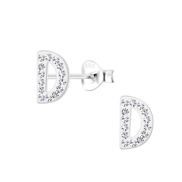 Silver Letter D Stud Earrings - 18701
