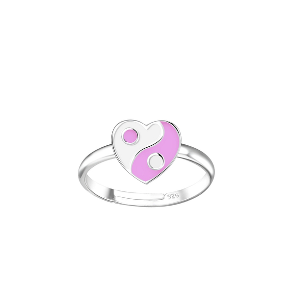Silver Yin Yang Heart Adjustable Ring - 18824