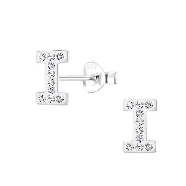 Silver Letter I Stud Earrings - 18707
