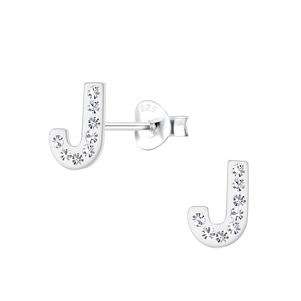 Silver Letter J Stud Earrings - 18709