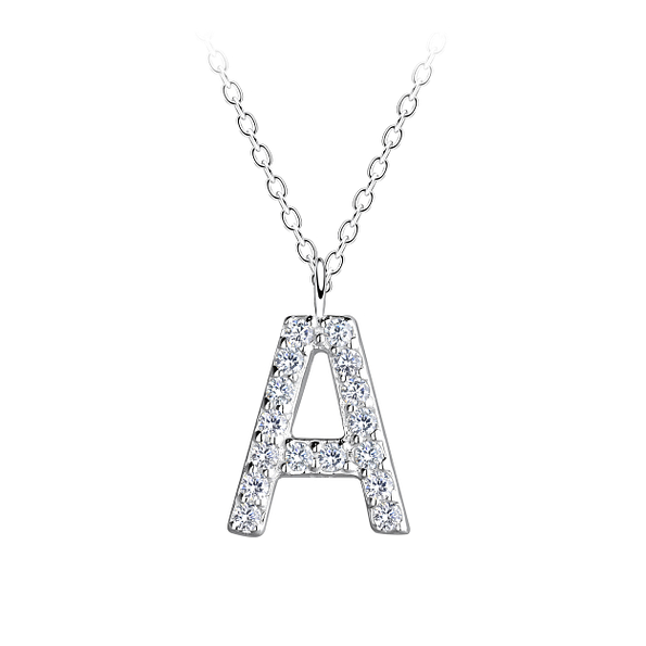 Silver Letter A Necklace - 18893
