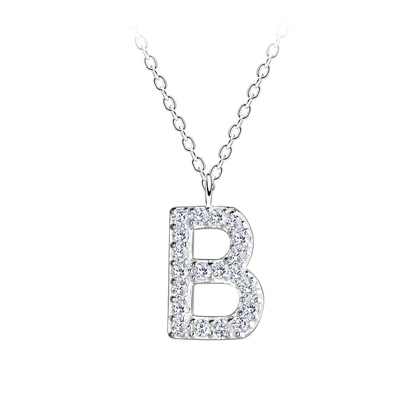 Silver Letter B Necklace - 18897