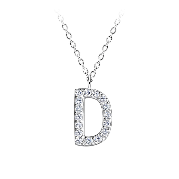 Silver Letter D Necklace - 18898