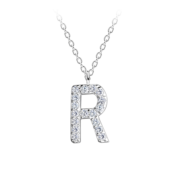 Silver Letter R Necklace - 18892