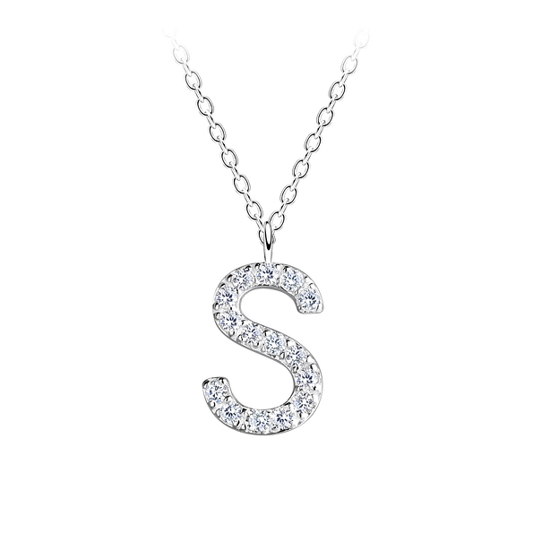 Silver Letter S Necklace - 18901