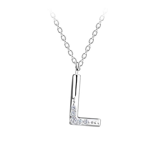 Silver Letter L Necklace - 18903