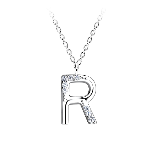 Silver Letter R Necklace - 18906