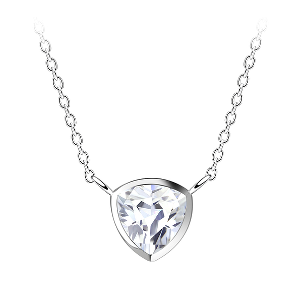 6mm Trillion Cubic Zirconia Silver Neckalce - 18777