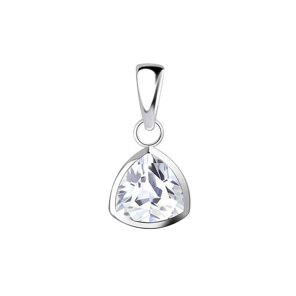 6mm Trillion Cubic Zirconia Silver Pendant - 18871