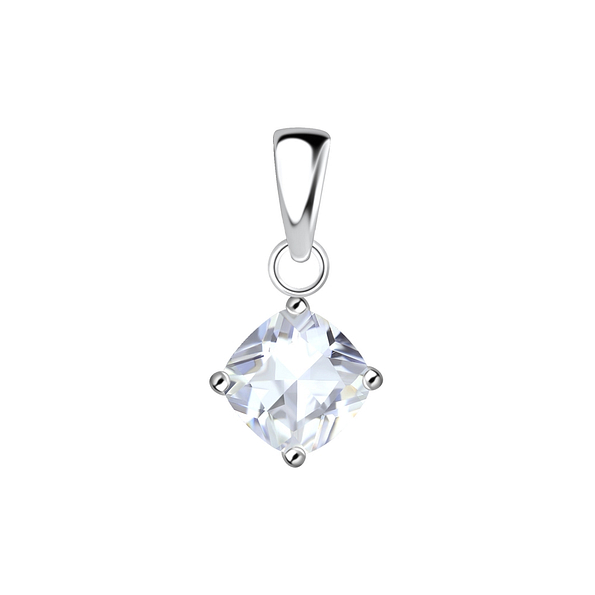 6mm Cushion Cubic Zirconia Silver Pendant - 18877
