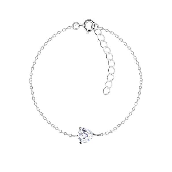 6mm Trillion Cubic Zirconia Silver Bracelet - 18841