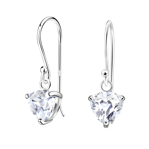 6mm Trillion Cubic Zirconia Silver Earrings - 18866