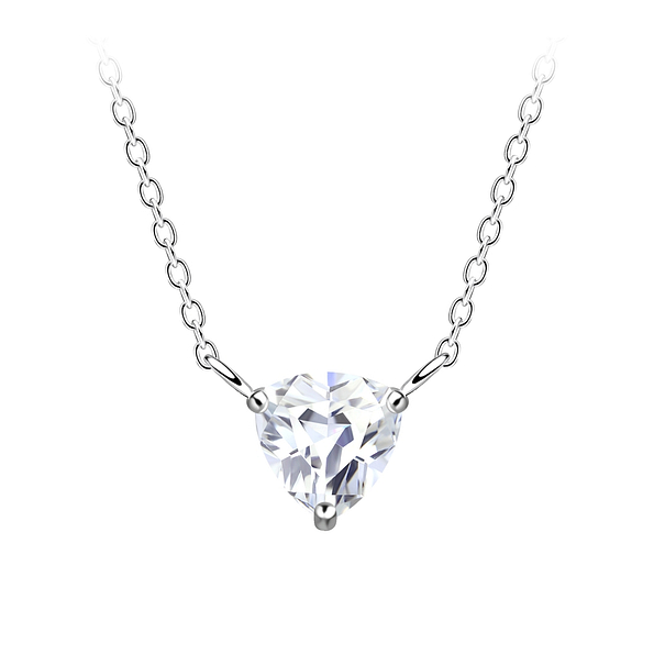 6mm Trillion Cubic Zirconia Silver Necklace - 18790