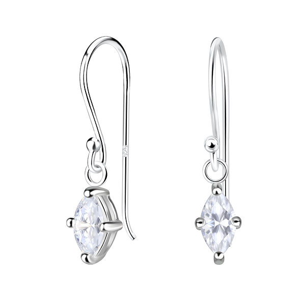3x6mm Marquise Cubic Zirconia Silver Earrings - 18867