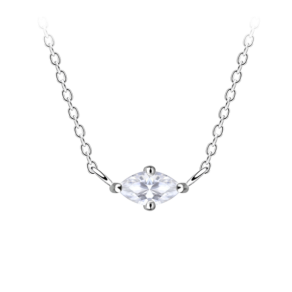 3x6mm Marquise Cubic Zirconia Silver Necklace - 18792