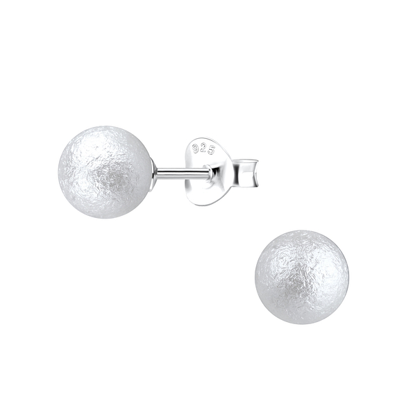 6mm Pearl Silver Stud Earrings - 19110